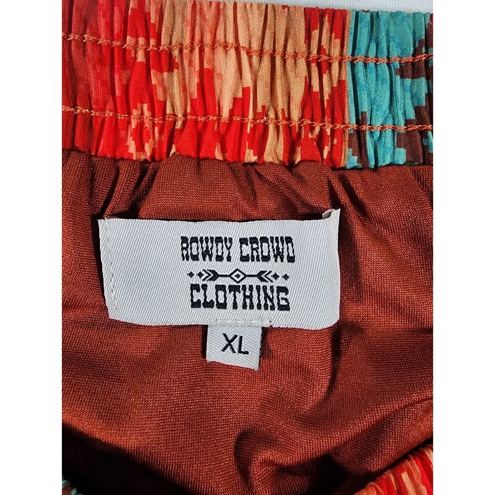 Rowdy Crowd Clothing Running Short Women XL Southwest Aztec Orange Track Western